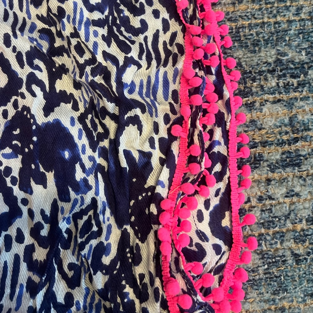 Lilly Pulitzer Riley Infinity Scarf in Ikat Elephants with Pom Poms - Picture 2 of 4